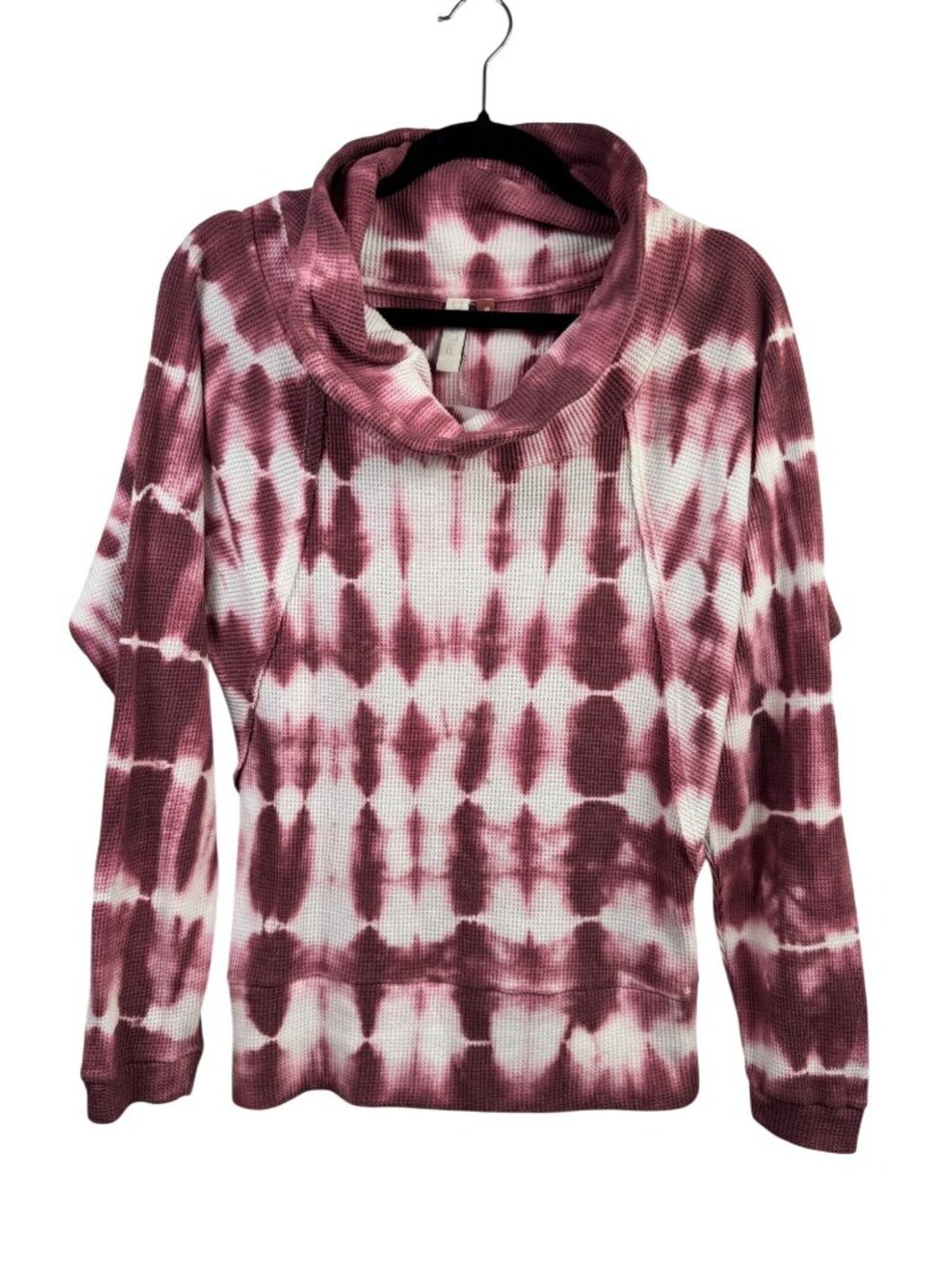 Anthropologie Pilcro Angie Tie Dye Cowl Neck Waffle Knit Sweater XS Burgundy